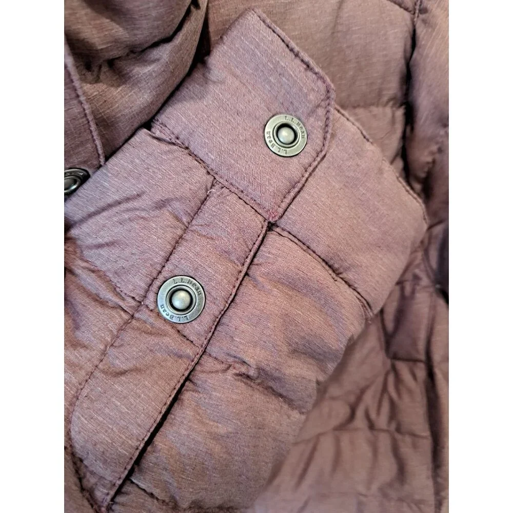 L.L. Bean Downtek Women's Down Puffer Coat Jacket Full Zip Med Heathered Purple - Picture 5 of 11